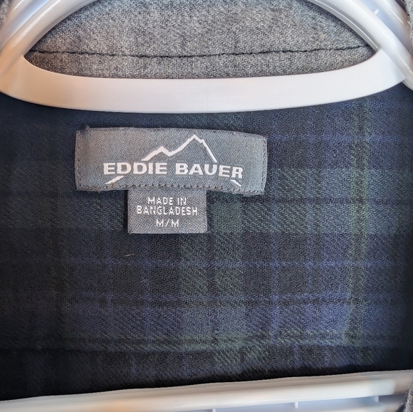 Eddie Bauer Green Blue Plaid Flannel Button-up Shirt Mens Medium - Picture 3 of 9